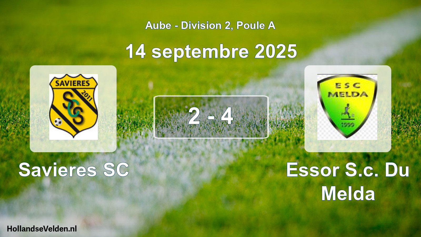 Total number of matches played: Savieres SC - Essor S.c. Du Melda 2 - 4 (14 September 2025)