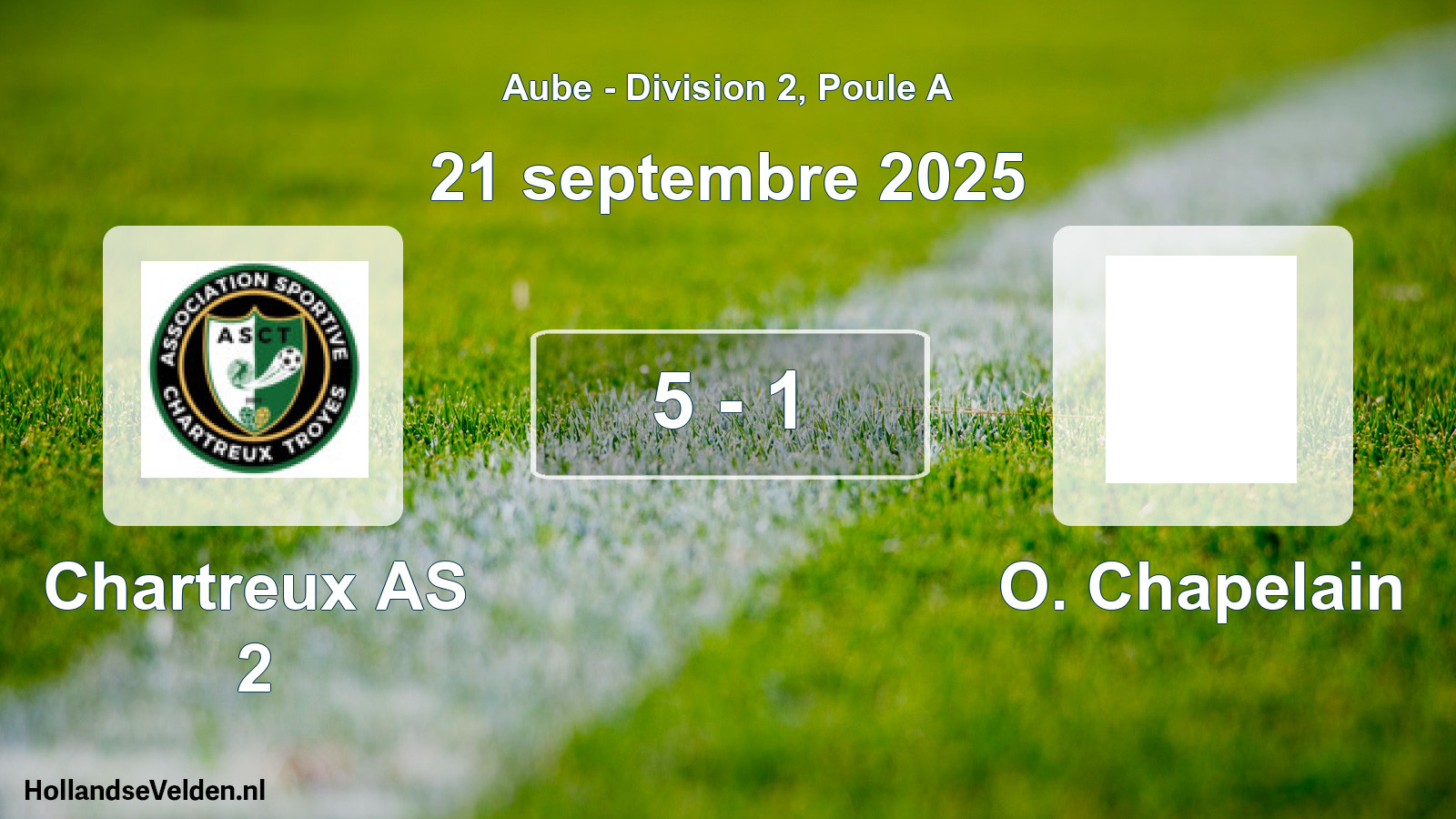 Match joué: Chartreux AS 2 - O. Chapelain 5 - 1 (21 septembre 2025)