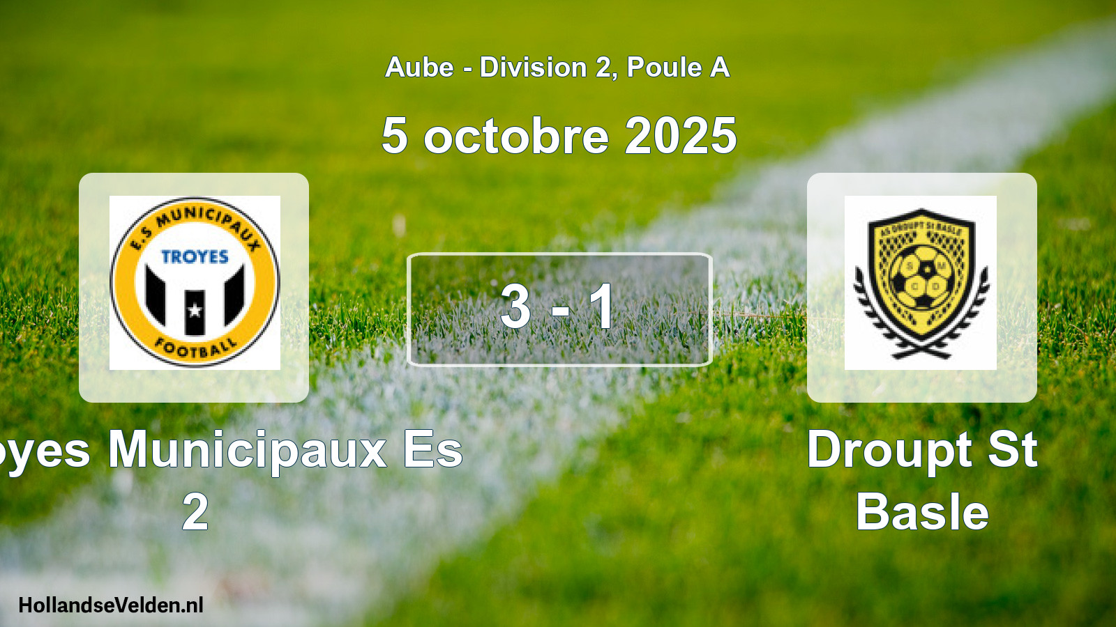 Total number of matches played: Troyes Municipaux Es 2 - Droupt St Basle 3 - 1 (5 October 2025)