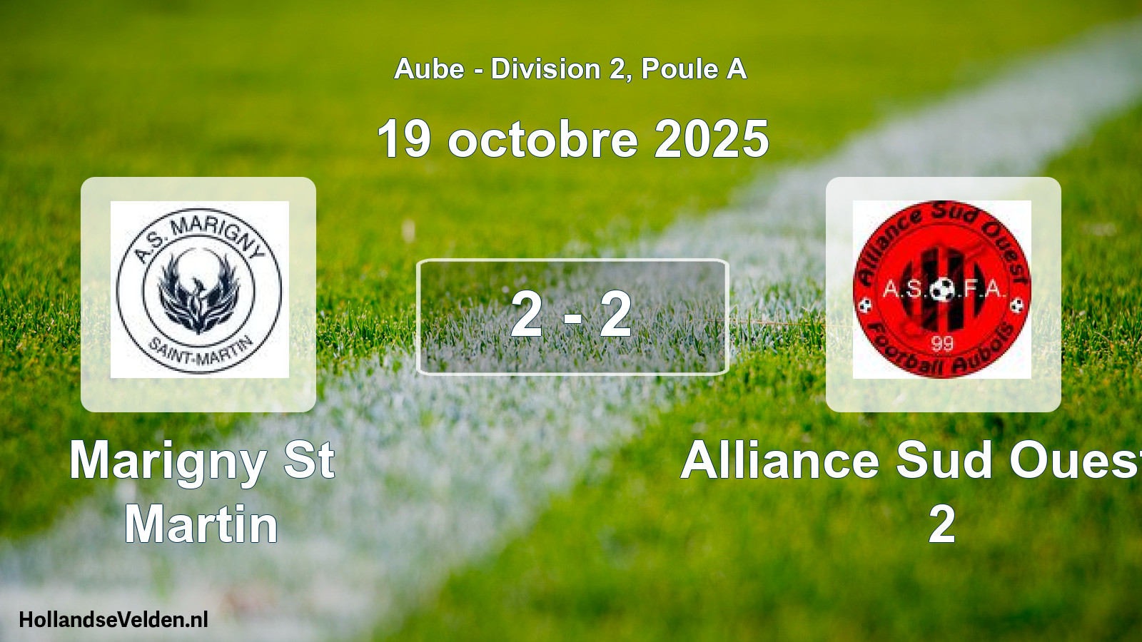 Total number of matches played: Marigny St Martin - Alliance Sud Ouest F 2 2 - 2 (19 October 2025)