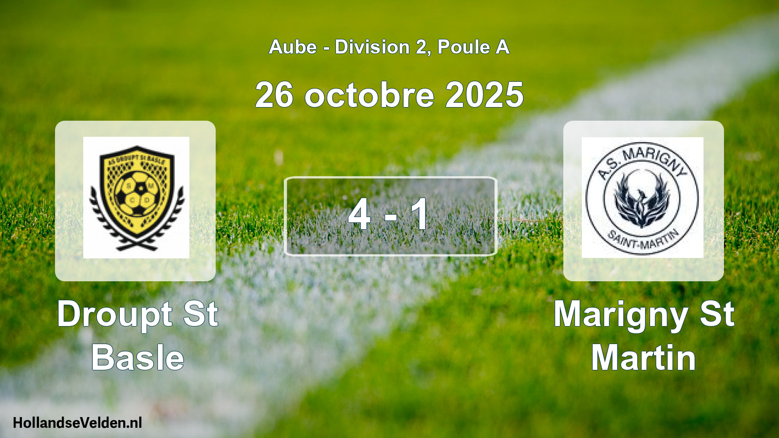 Total number of matches played: Droupt St Basle - Marigny St Martin 4 - 1 (26 October 2025)