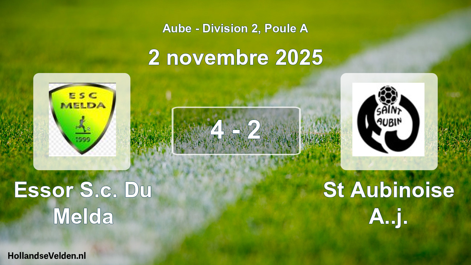 Total number of matches played: Essor S.c. Du Melda - St Aubinoise A..j. 4 - 2 (2 November 2025)