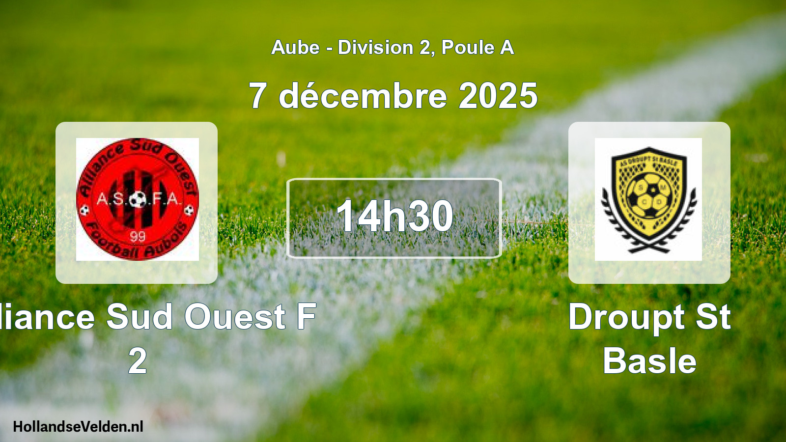 Match programmé: Alliance Sud Ouest F 2 - Droupt St Basle (7 décembre 2025)