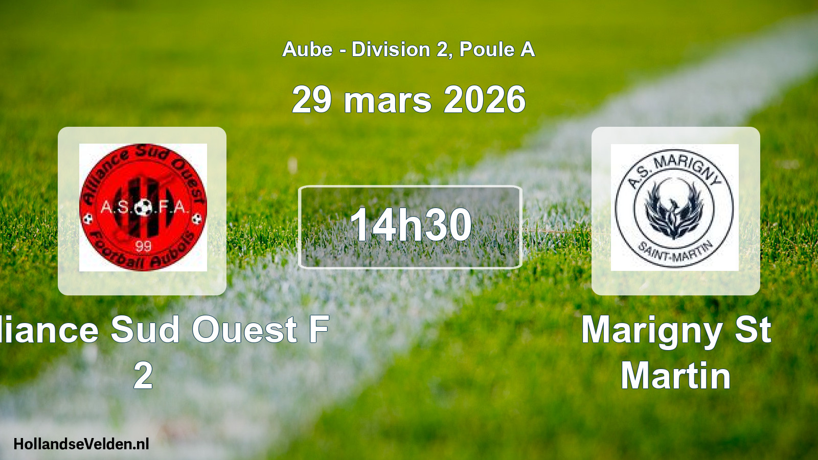 Scheduled Match: Alliance Sud Ouest F 2 - Marigny St Martin (29 March 2026)