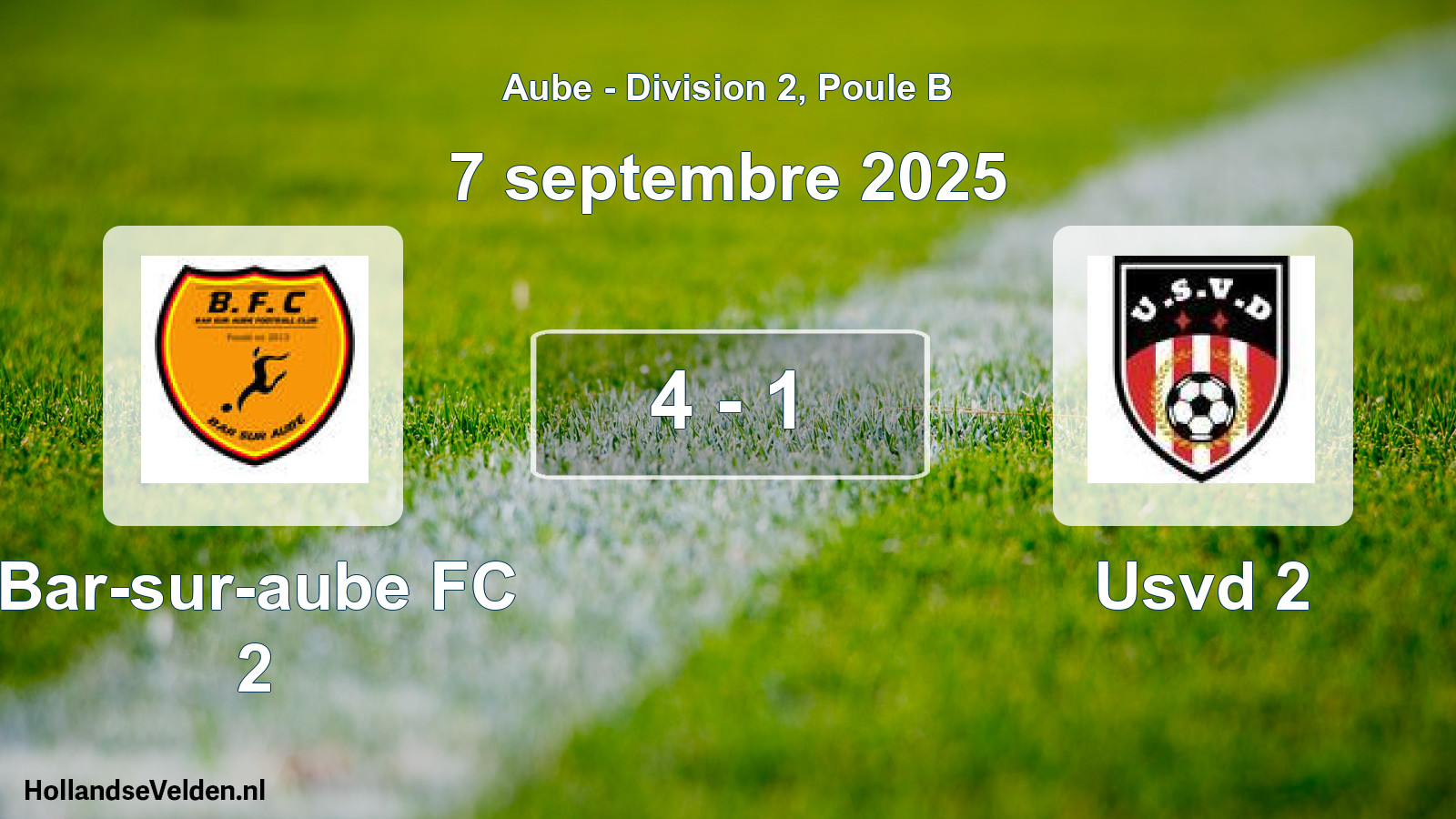 Match joué: Bar-sur-aube FC 2 - Usvd 2 4 - 1 (7 septembre 2025)
