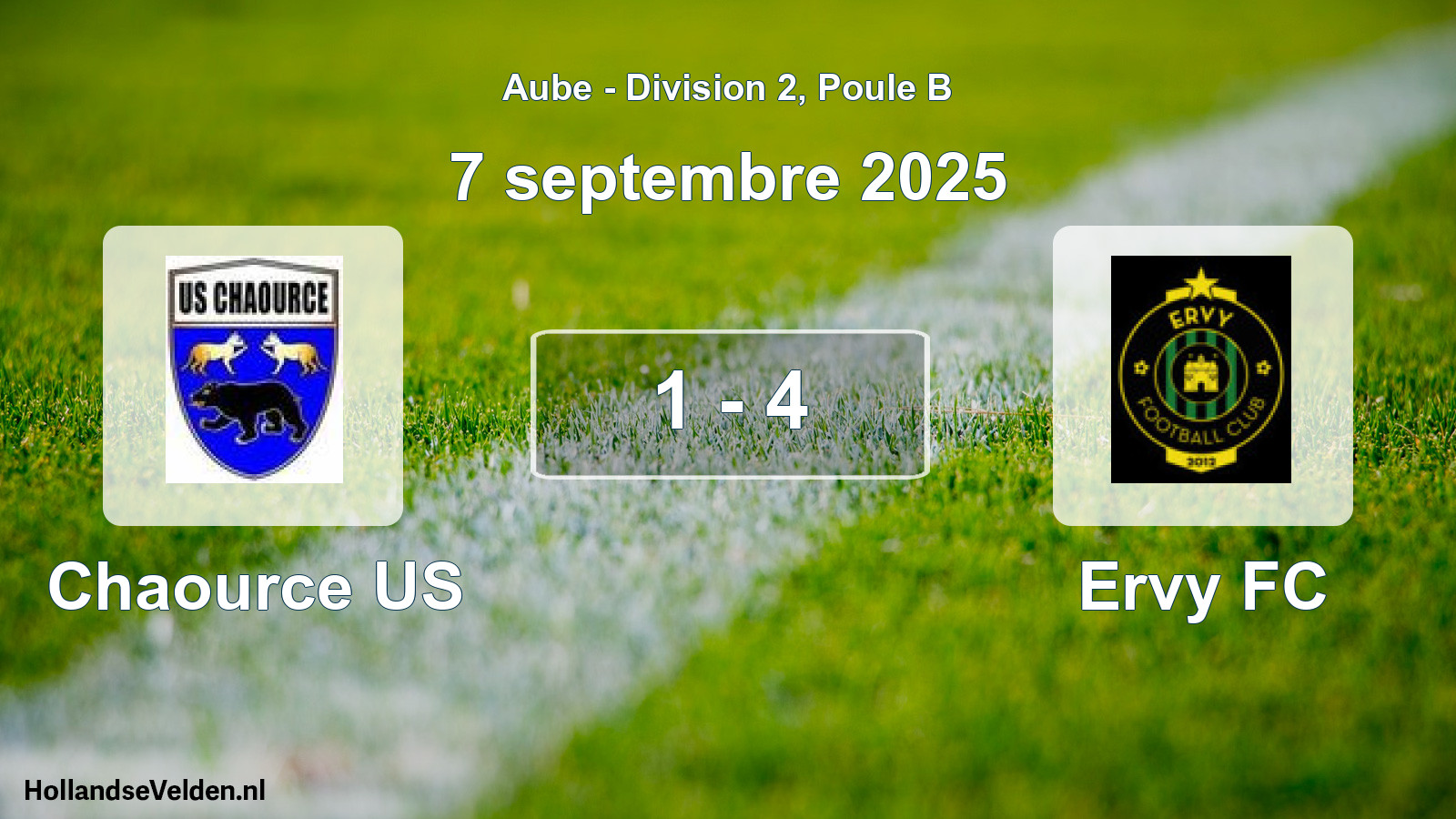 Match joué: Chaource US - Ervy FC 1 - 4 (7 septembre 2025)