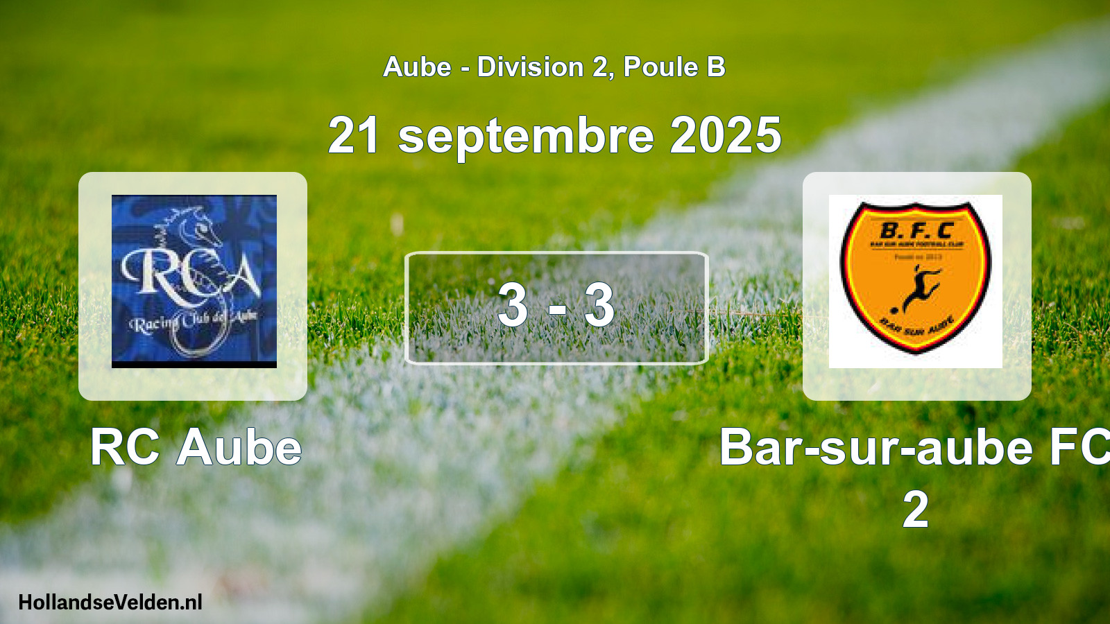 Match joué: RC Aube - Bar-sur-aube FC 2 3 - 3 (21 septembre 2025)
