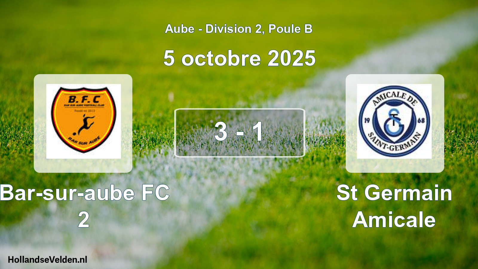 Total number of matches played: Bar-sur-aube FC 2 - St Germain Amicale 3 - 1 (5 October 2025)