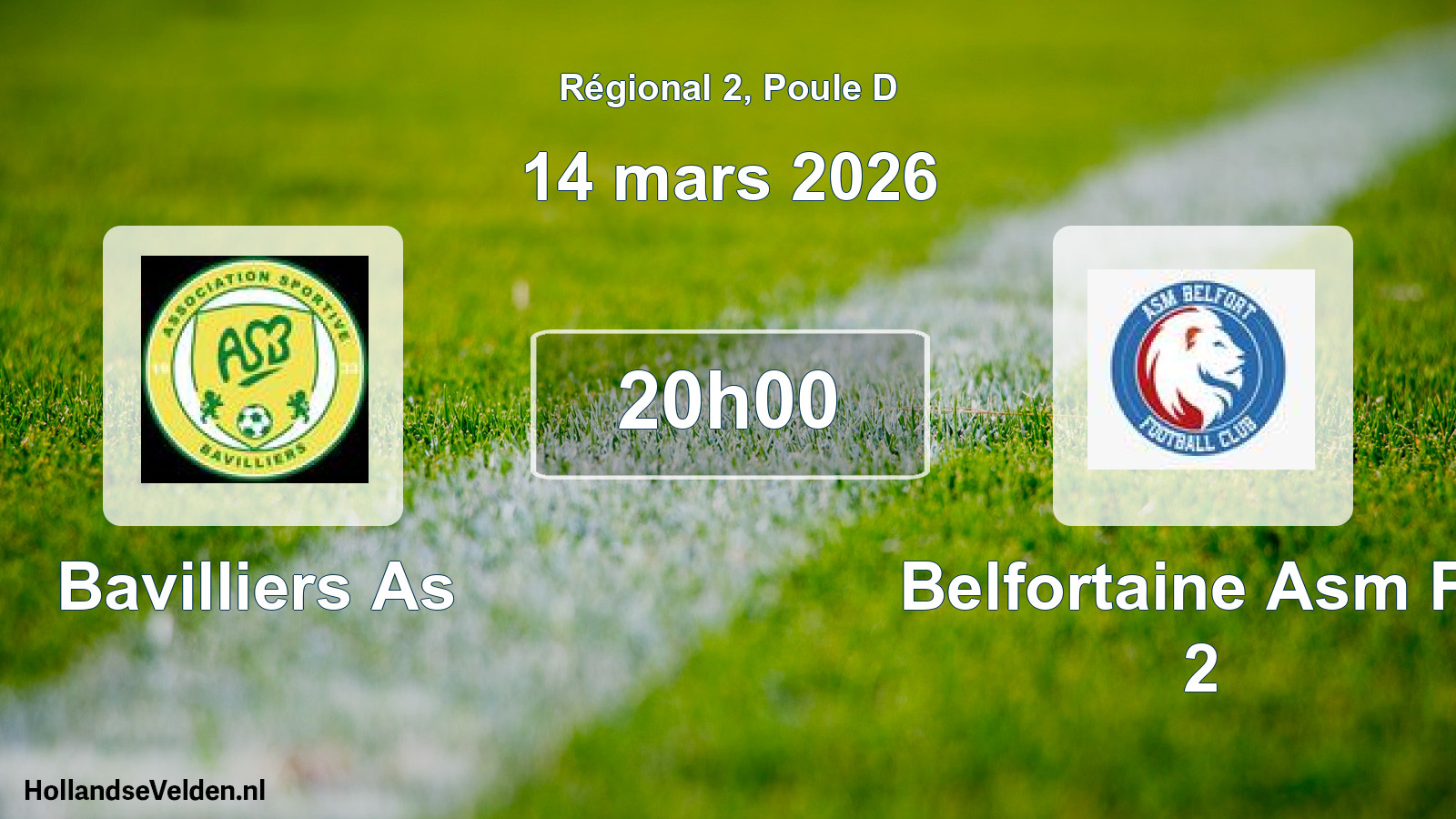 Geplande wedstrijd: Bavilliers As - Belfortaine Asm Fc 2 (14 mars 2026)