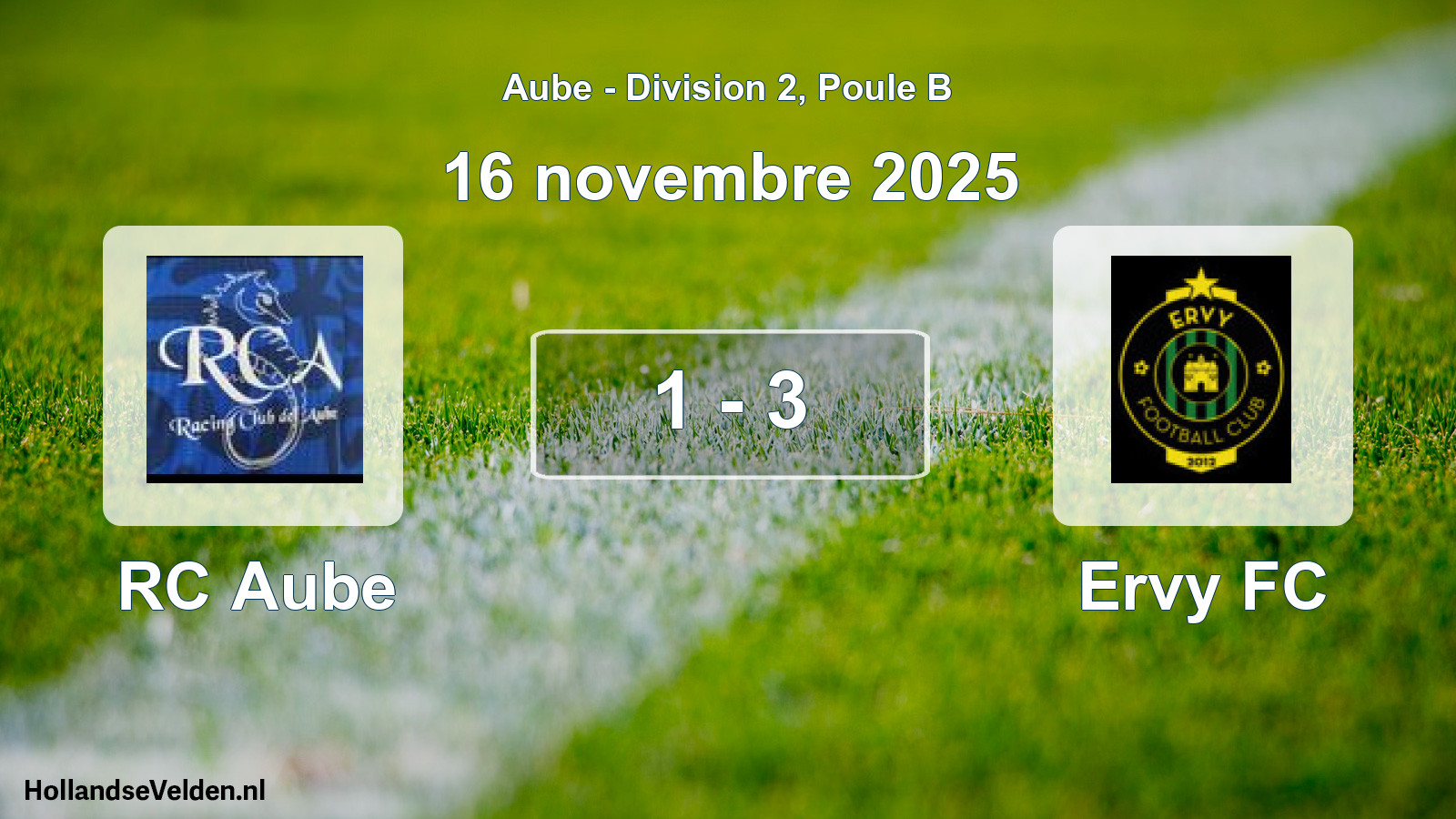 Match joué: RC Aube - Ervy FC 1 - 3 (16 novembre 2025)