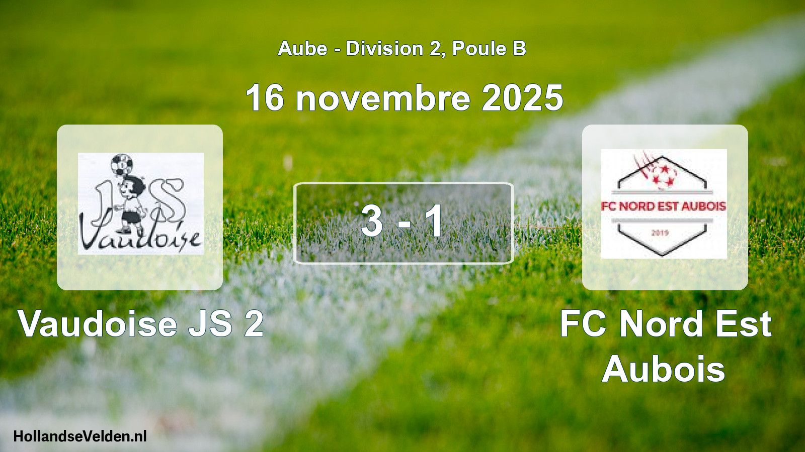 Match joué: Vaudoise JS 2 - FC Nord Est Aubois 3 - 1 (16 novembre 2025)
