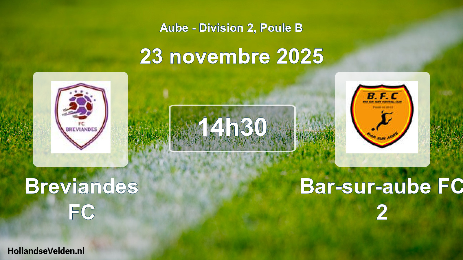 Match programmé: Breviandes FC - Bar-sur-aube FC 2 (23 novembre 2025)