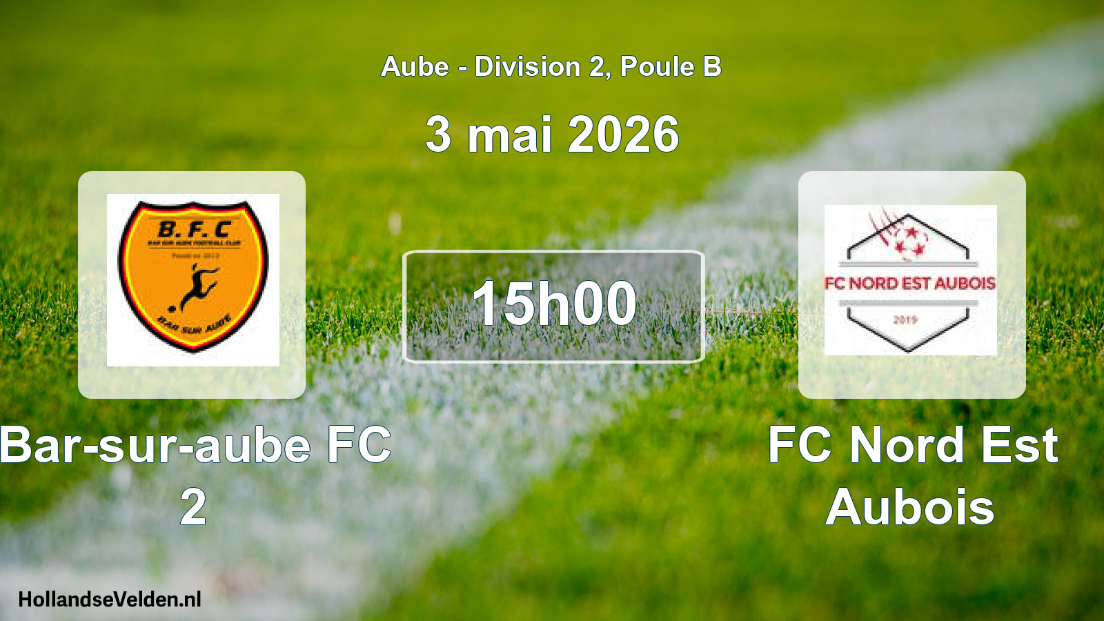 Match programmé: Bar-sur-aube FC 2 - FC Nord Est Aubois (3 mai 2026)