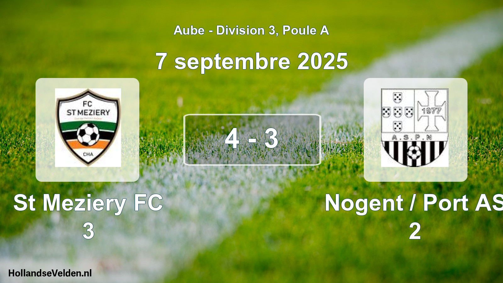 Match joué: St Meziery FC 3 - Nogent / Port AS 2 4 - 3 (7 septembre 2025)