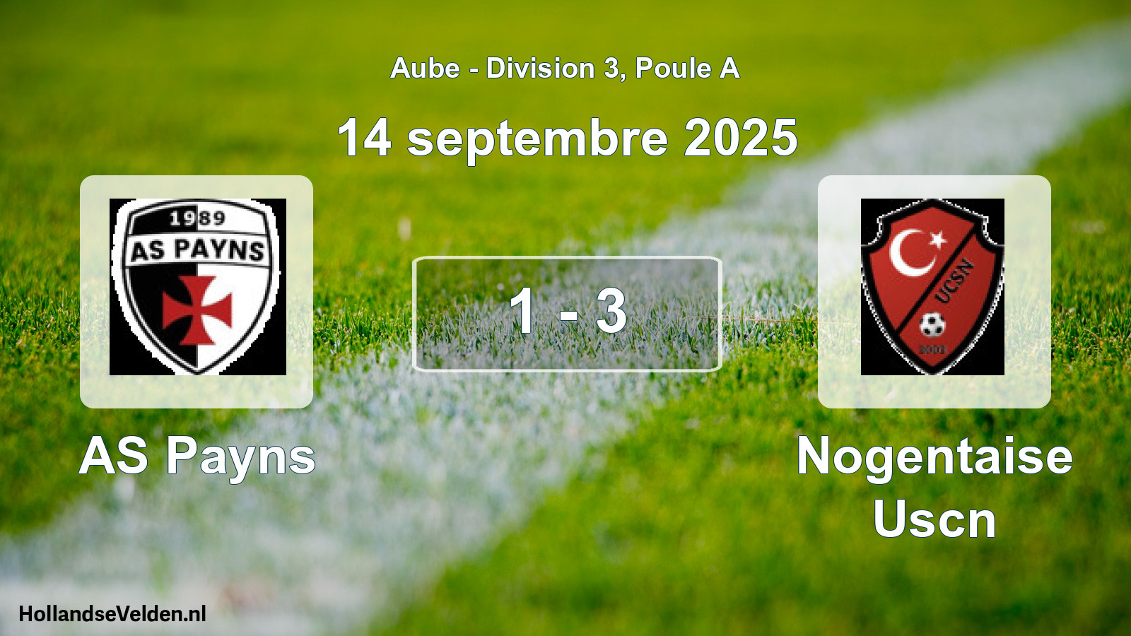 Match joué: AS Payns - Nogentaise Uscn 1 - 3 (14 septembre 2025)