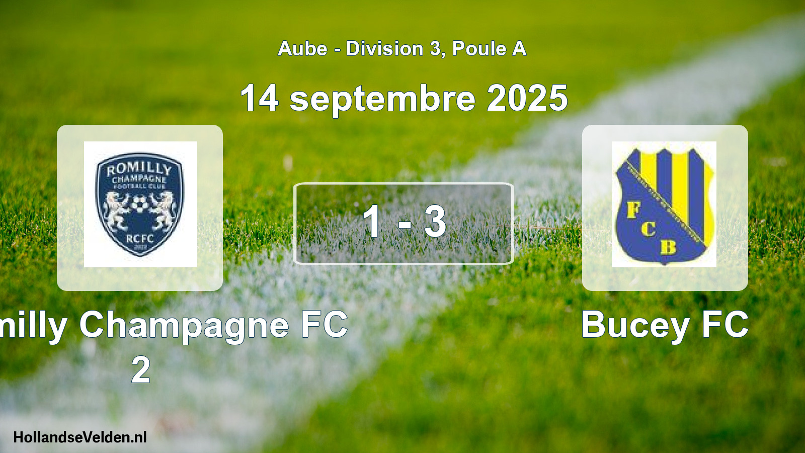 Match joué: Romilly Champagne FC 2 - Bucey FC 1 - 3 (14 septembre 2025)