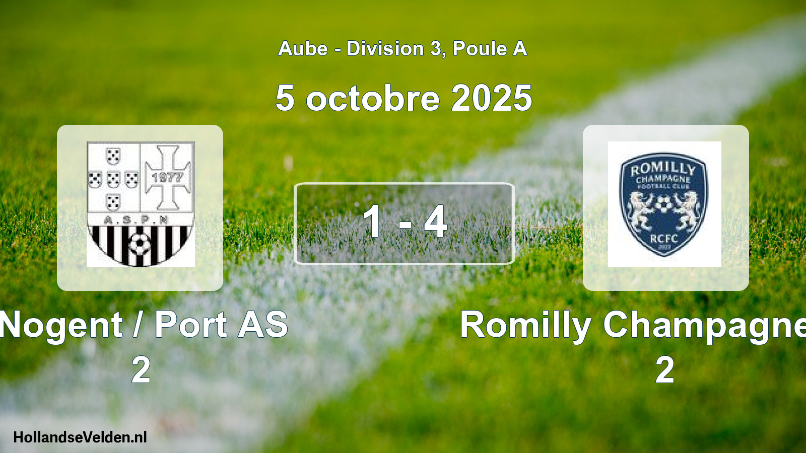 Total number of matches played: Nogent / Port AS 2 - Romilly Champagne FC 2 1 - 4 (5 October 2025)