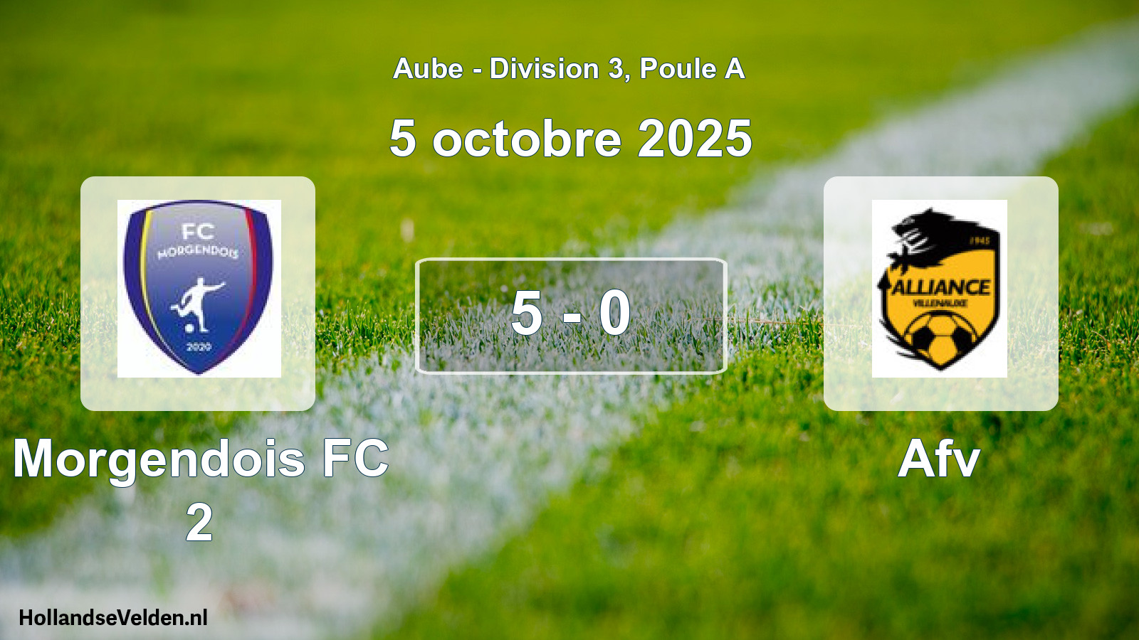 Match joué: Morgendois FC 2 - Afv 5 - 0 (5 octobre 2025)