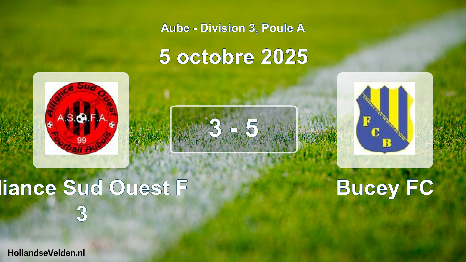 Match joué: Alliance Sud Ouest F 3 - Bucey FC 3 - 5 (5 octobre 2025)