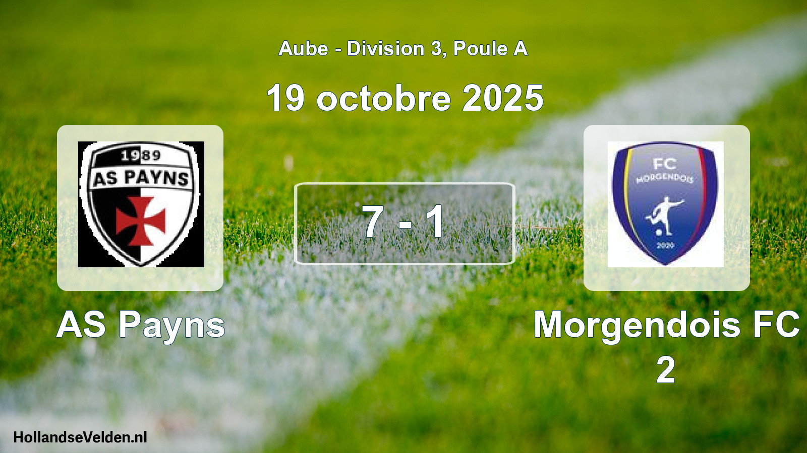 Match joué: AS Payns - Morgendois FC 2 7 - 1 (19 octobre 2025)