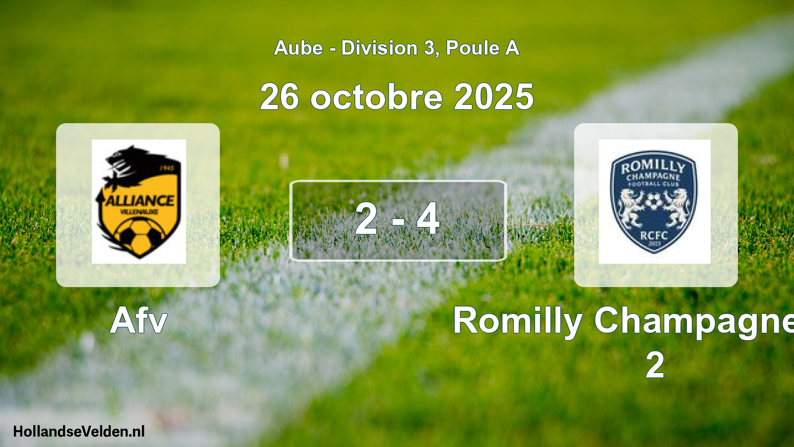 Match joué: Afv - Romilly Champagne FC 2 2 - 4 (26 octobre 2025)