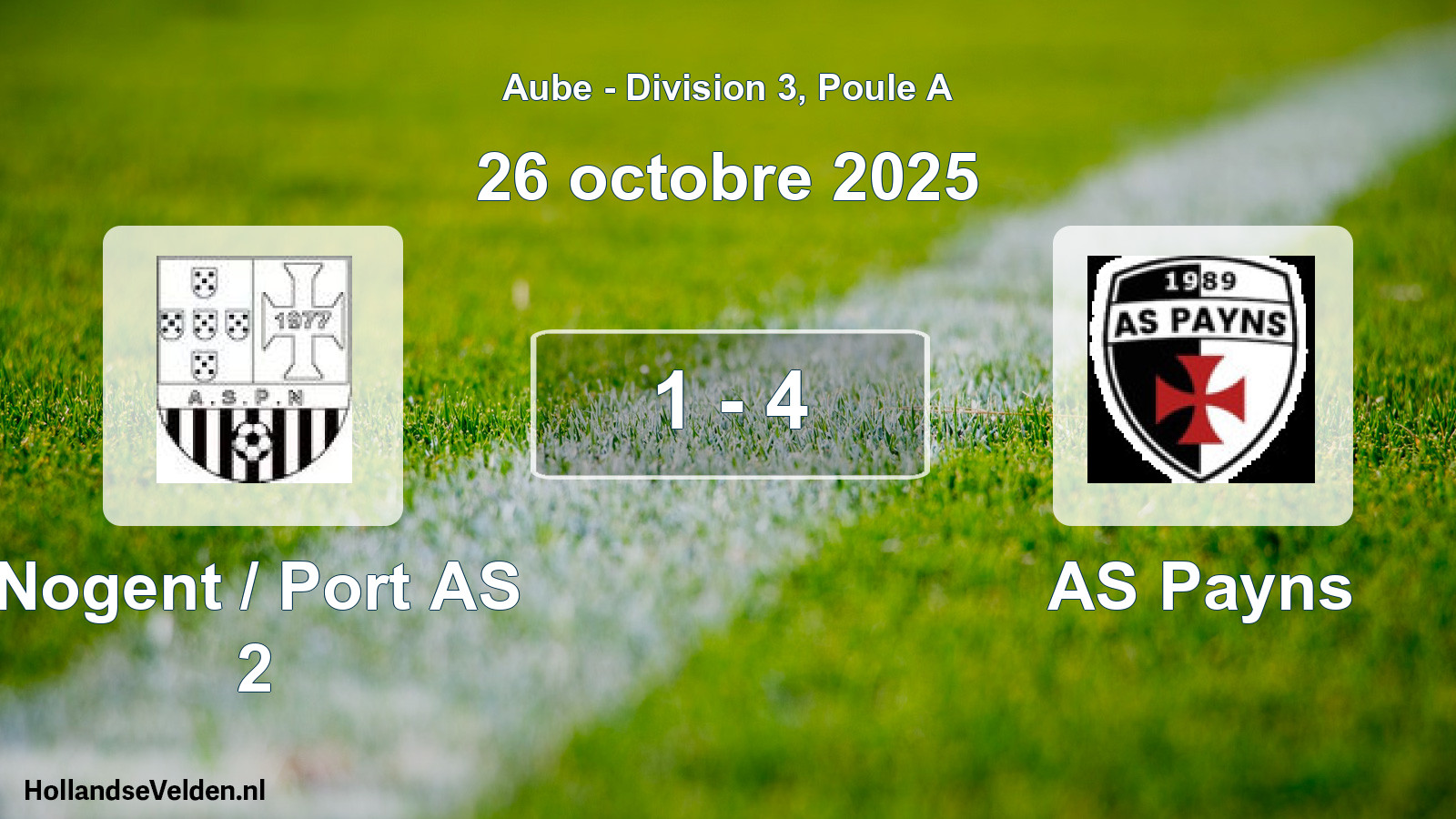Total number of matches played: Nogent / Port AS 2 - AS Payns 1 - 4 (26 October 2025)