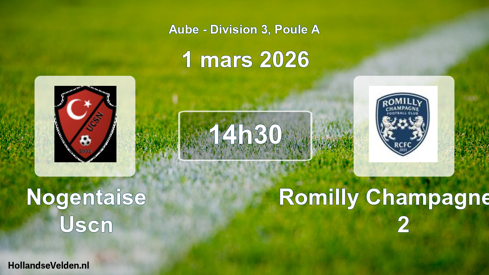 Match programmé: Nogentaise Uscn - Romilly Champagne FC 2 (1 mars 2026)