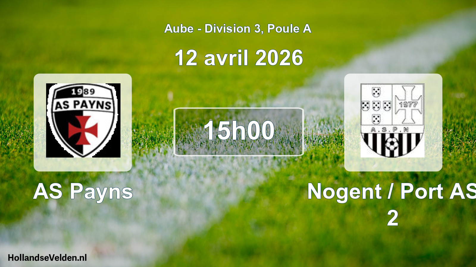 Match programmé: AS Payns - Nogent / Port AS 2 (12 avril 2026)