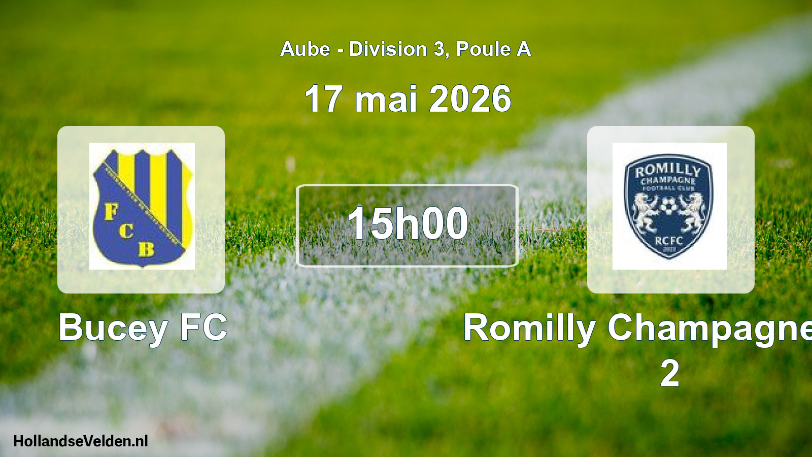 Match programmé: Bucey FC - Romilly Champagne FC 2 (17 mai 2026)