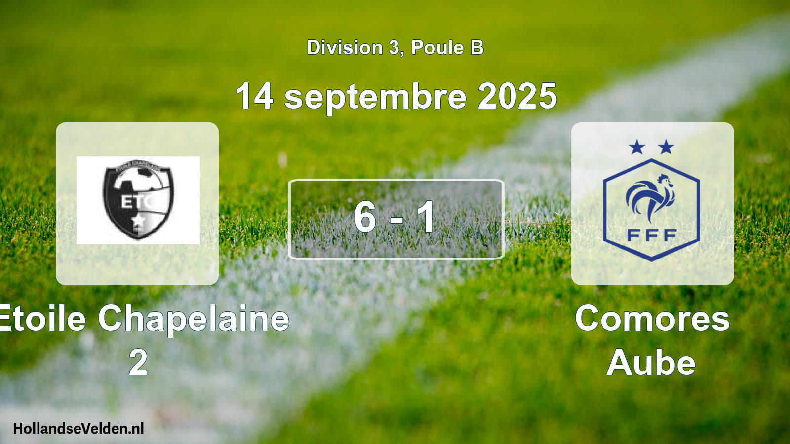 Match joué: Etoile Chapelaine 2 - Comores Aube 6 - 1 (14 septembre 2025)