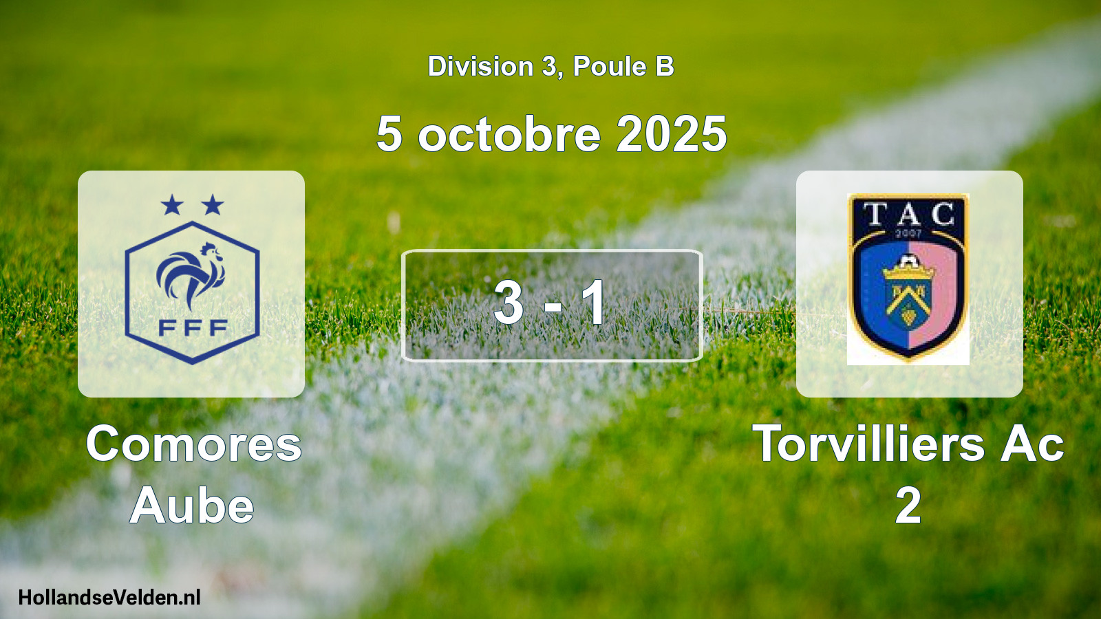 Gespeelde wedstrijd: Comores Aube - Torvilliers Ac 2 3 - 1 (5 oktober 2025)