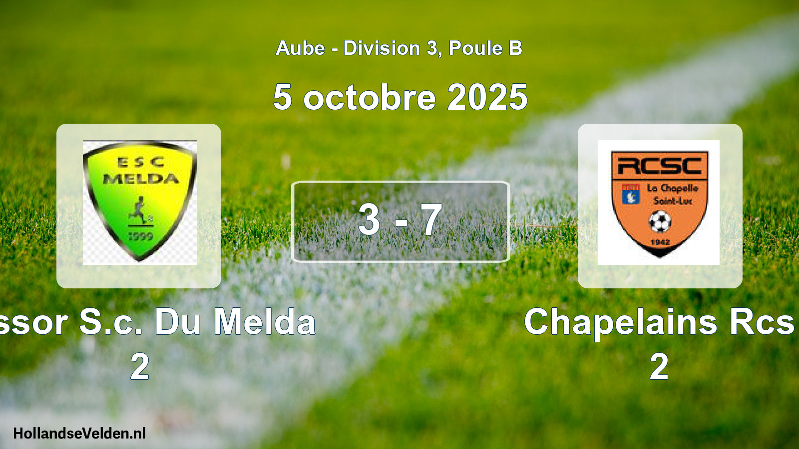 Total number of matches played: Essor S.c. Du Melda 2 - Chapelains Rcs 2 3 - 7 (5 October 2025)
