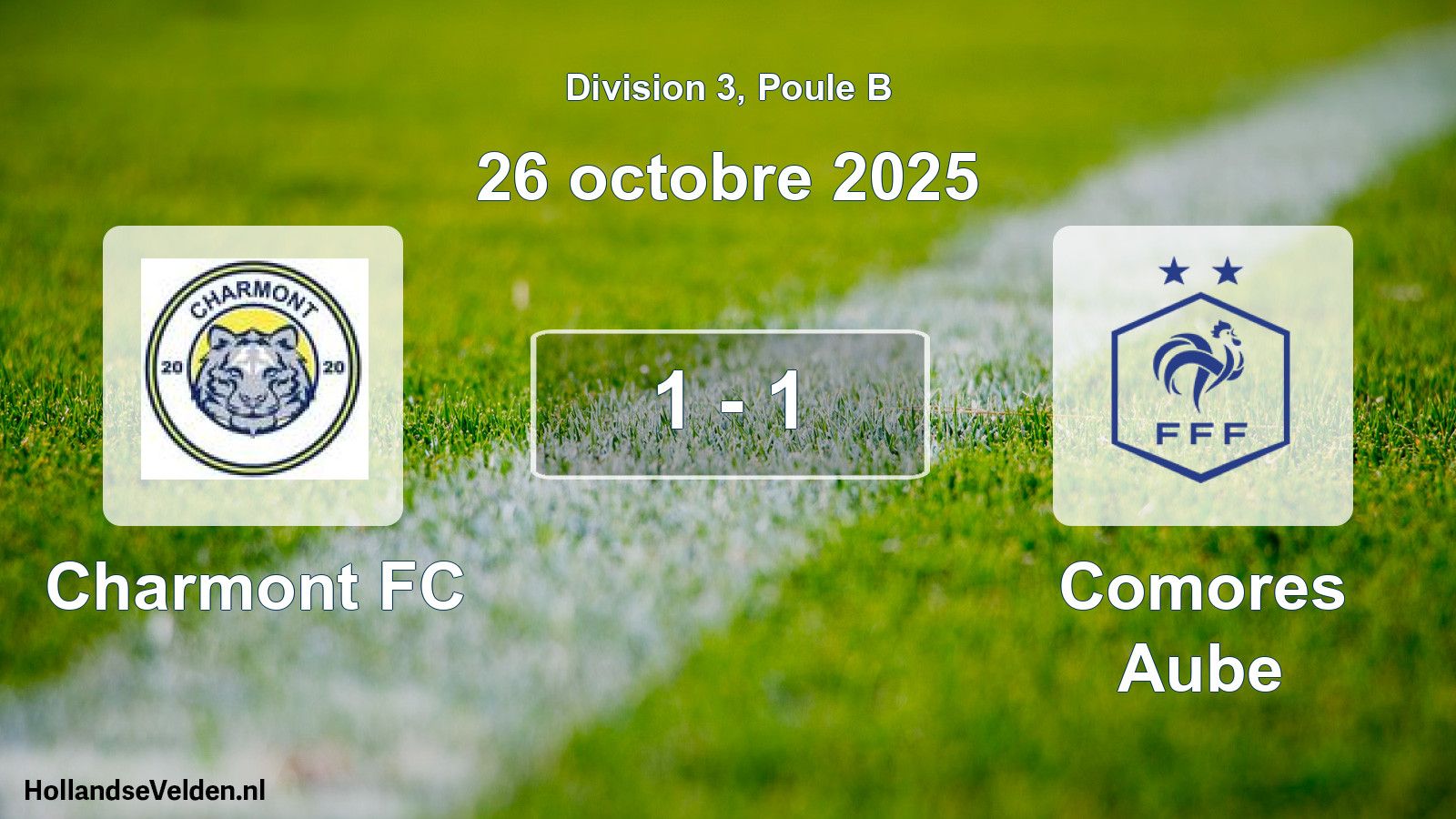 Match joué: Charmont FC - Comores Aube 1 - 1 (26 octobre 2025)