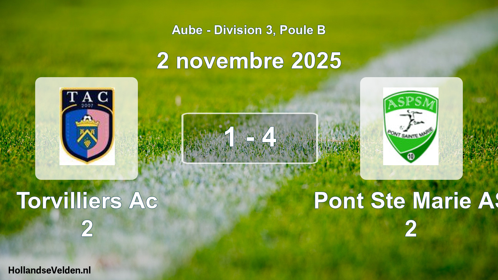 Gespeelde wedstrijd: Torvilliers Ac 2 - Pont Ste Marie AS 2 1 - 4 (2 november 2025)