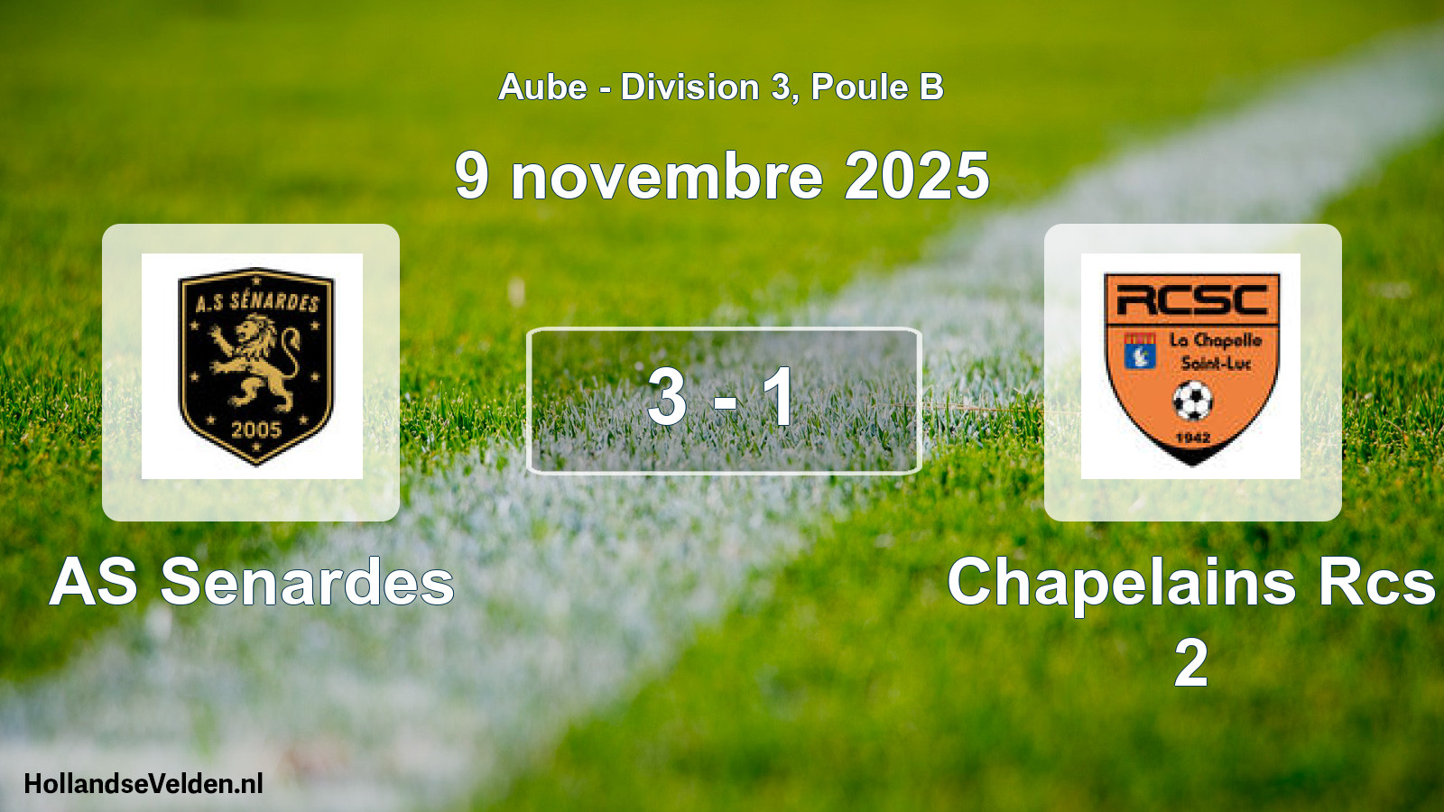 Match joué: AS Senardes - Chapelains Rcs 2 3 - 1 (9 novembre 2025)