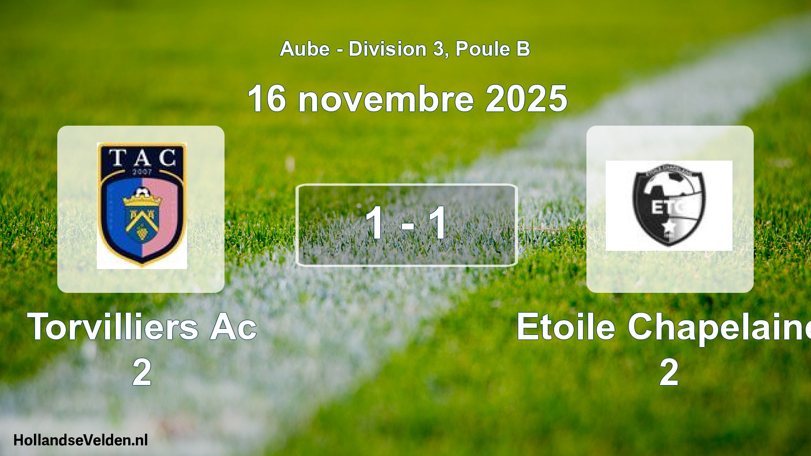 Match joué: Torvilliers Ac 2 - Etoile Chapelaine 2 1 - 1 (16 novembre 2025)