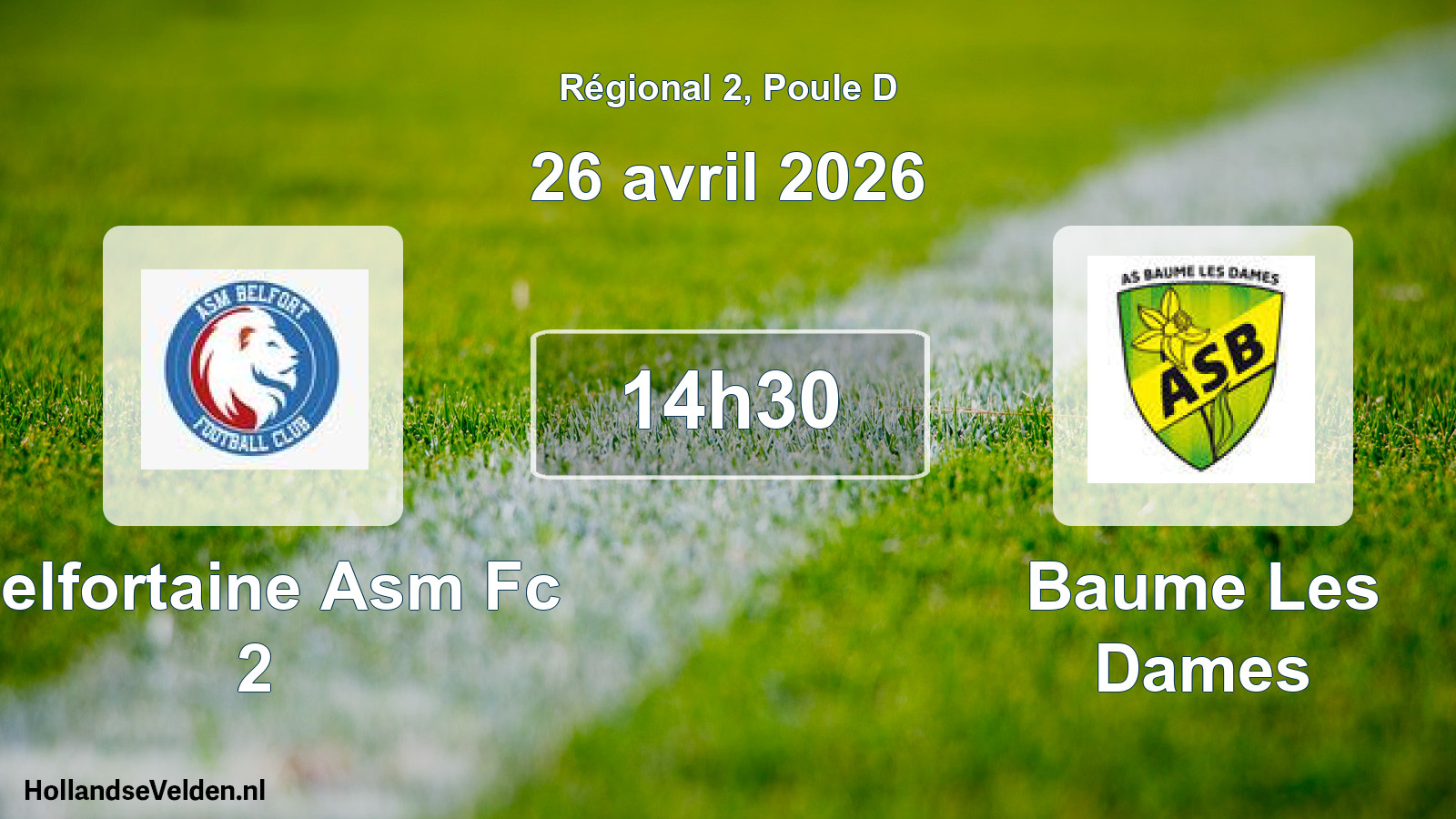 Geplande wedstrijd: Belfortaine Asm Fc 2 - Baume Les Dames (26 april 2026)