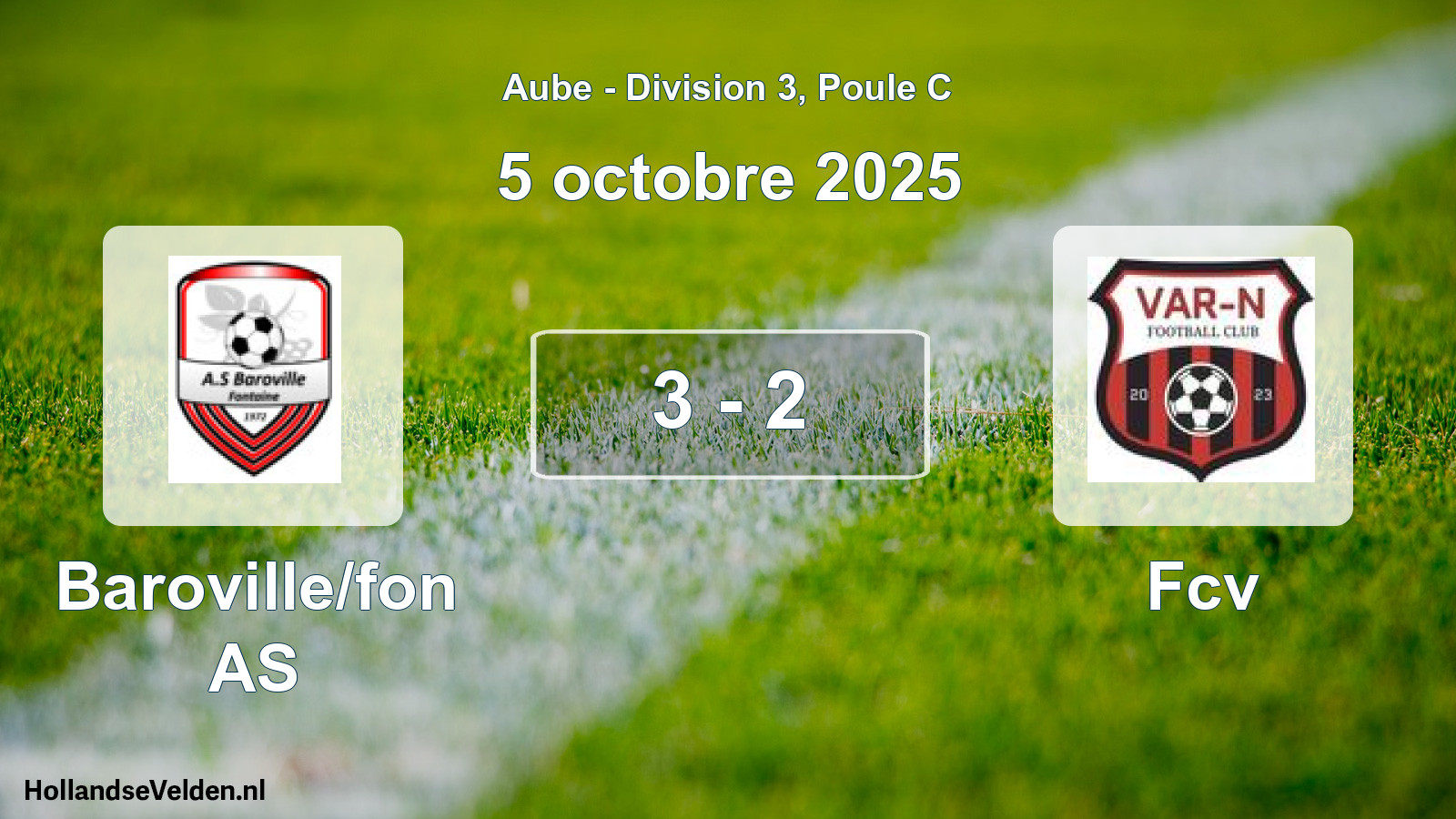 Match joué: Baroville/fon AS - Fcv 3 - 2 (5 octobre 2025)