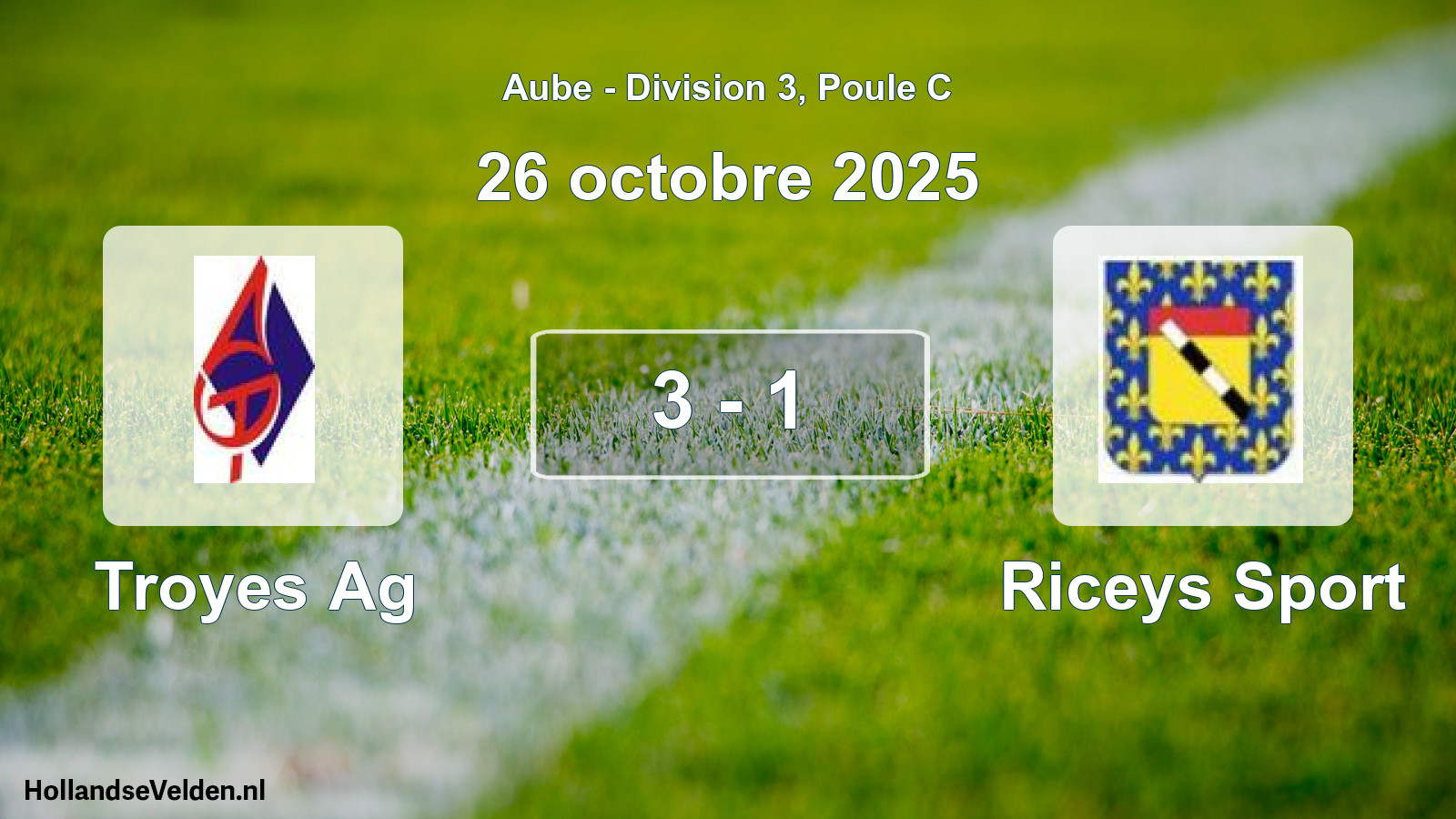 Match joué: Troyes Ag - Riceys Sport 3 - 1 (26 octobre 2025)