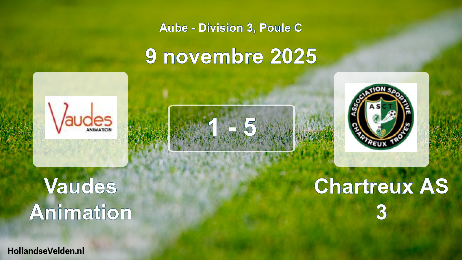 Match joué: Vaudes Animation - Chartreux AS 3 1 - 5 (9 novembre 2025)