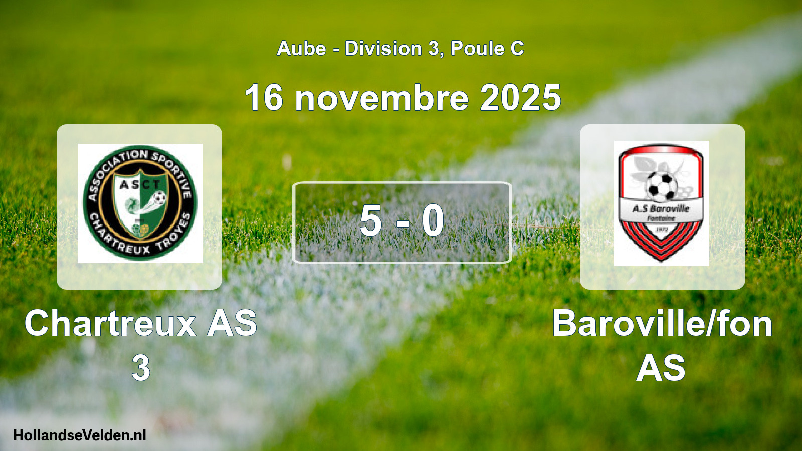 Match joué: Chartreux AS 3 - Baroville/fon AS 5 - 0 (16 novembre 2025)