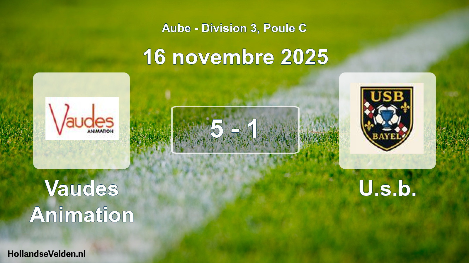 Match joué: Vaudes Animation - U.s.b. 5 - 1 (16 novembre 2025)