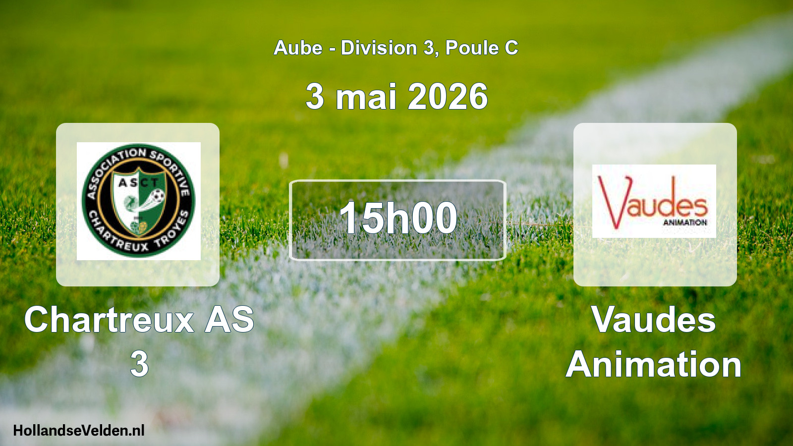 Match programmé: Chartreux AS 3 - Vaudes Animation (3 mai 2026)