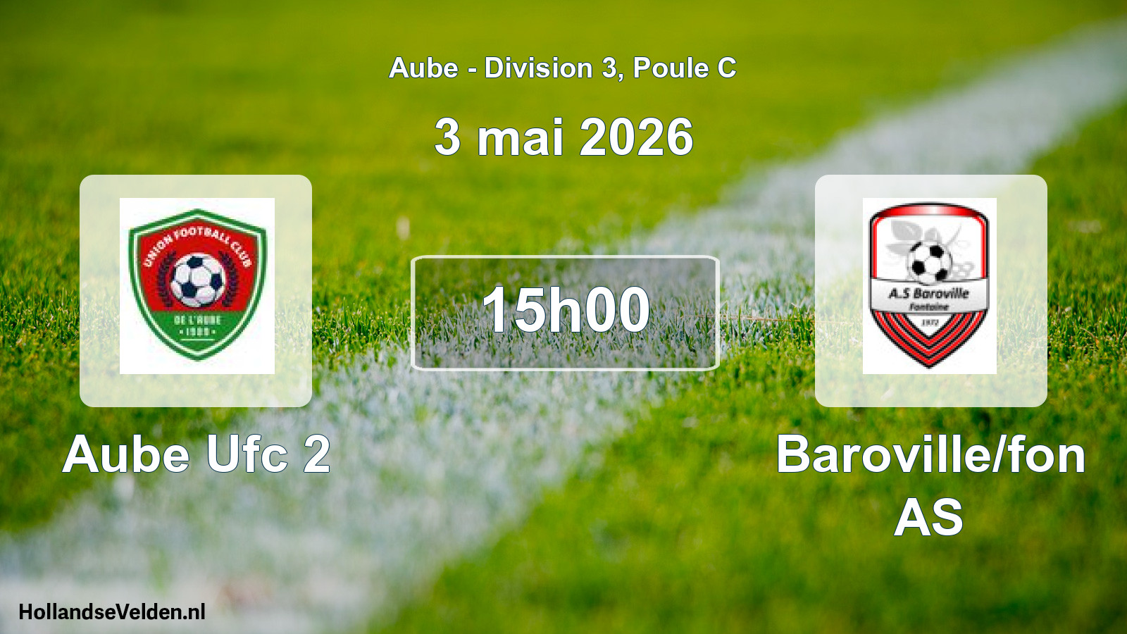 Match programmé: Aube Ufc 2 - Baroville/fon AS (3 mai 2026)