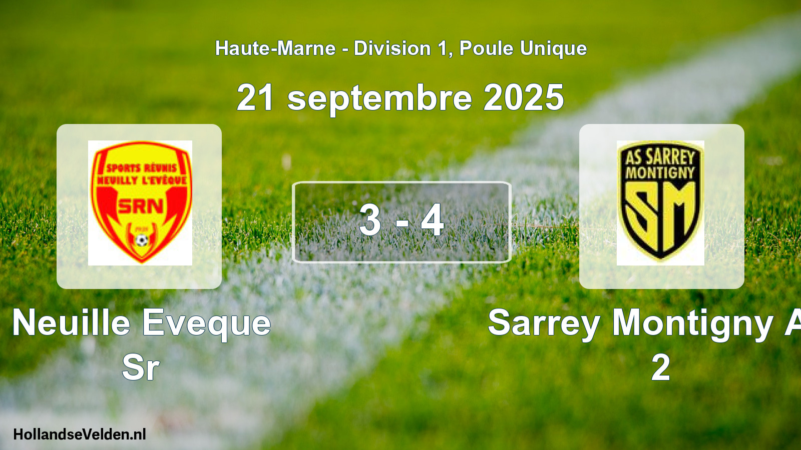 Gespeelde wedstrijd: Neuille Eveque Sr - Sarrey Montigny AS 2 3 - 4 (21 september 2025)