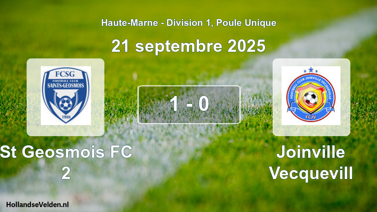 Total number of matches played: St Geosmois FC 2 - Joinville Vecquevill 1 - 0 (21 September 2025)