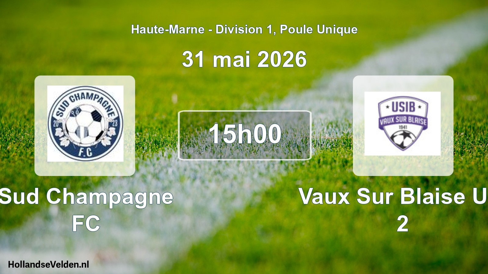 Match programmé: Sud Champagne FC - Vaux Sur Blaise Usi 2 (31 mai 2026)