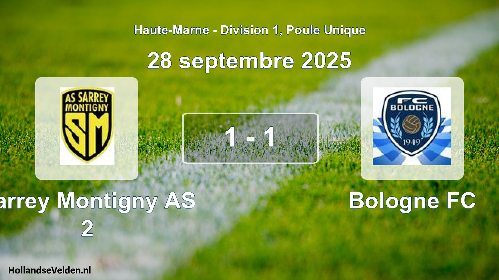 Gespeelde wedstrijd: Sarrey Montigny AS 2 - Bologne FC 1 - 1 (28 september 2025)