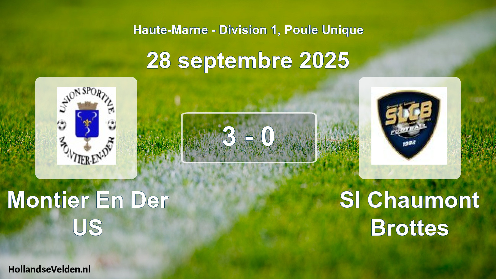 Match joué: Montier En Der US - Sl Chaumont Brottes 3 - 0 (28 septembre 2025)