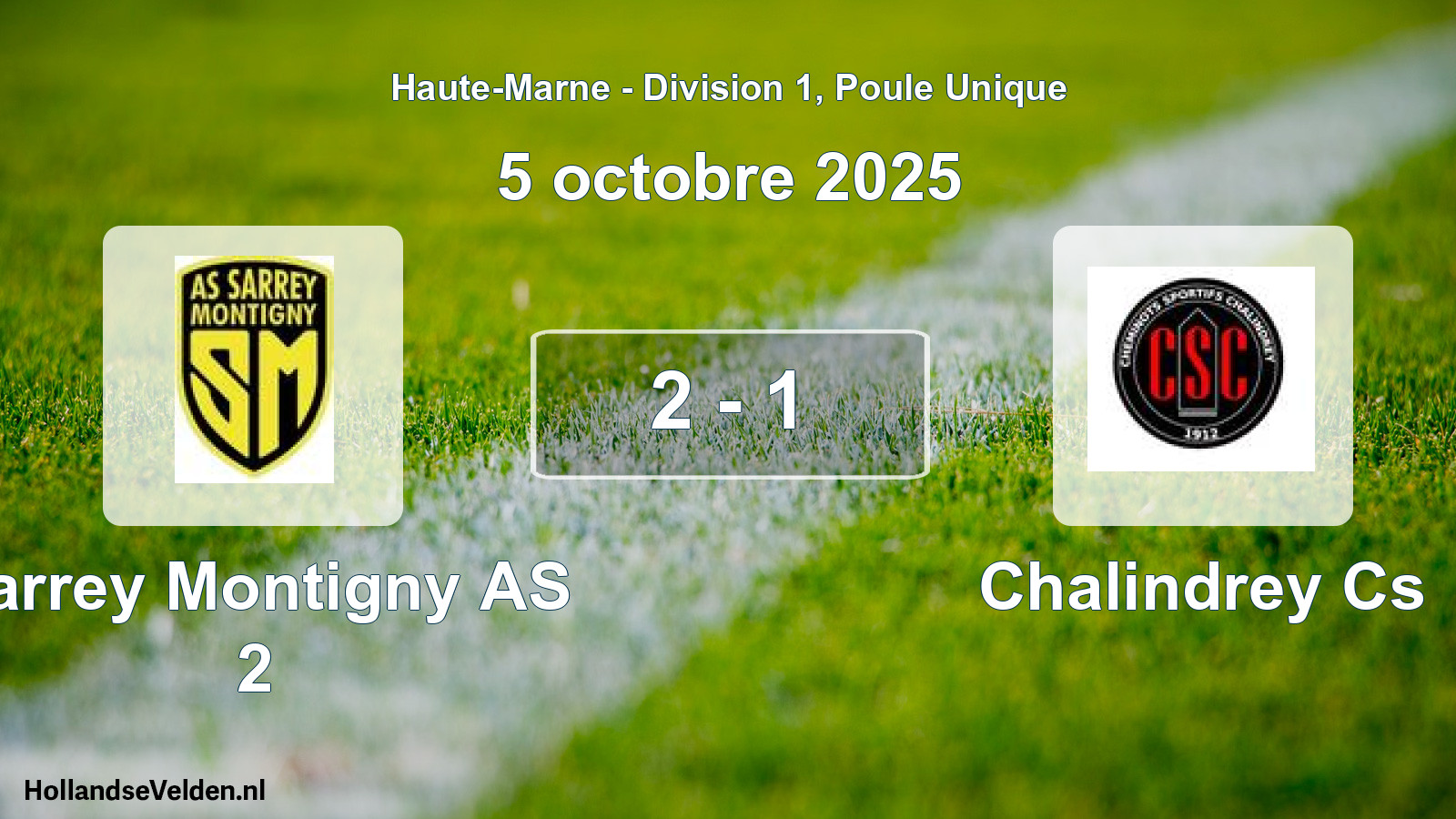 Match joué: Sarrey Montigny AS 2 - Chalindrey Cs 2 - 1 (5 octobre 2025)